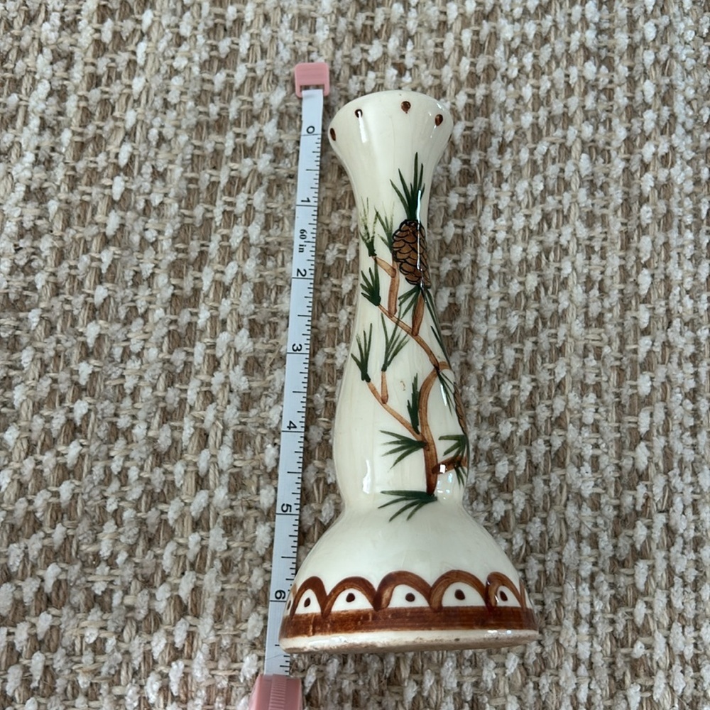 Vintage Hand Painted Pinecone Bud Vase Unmarked Ceramic - Picture 5 of 6